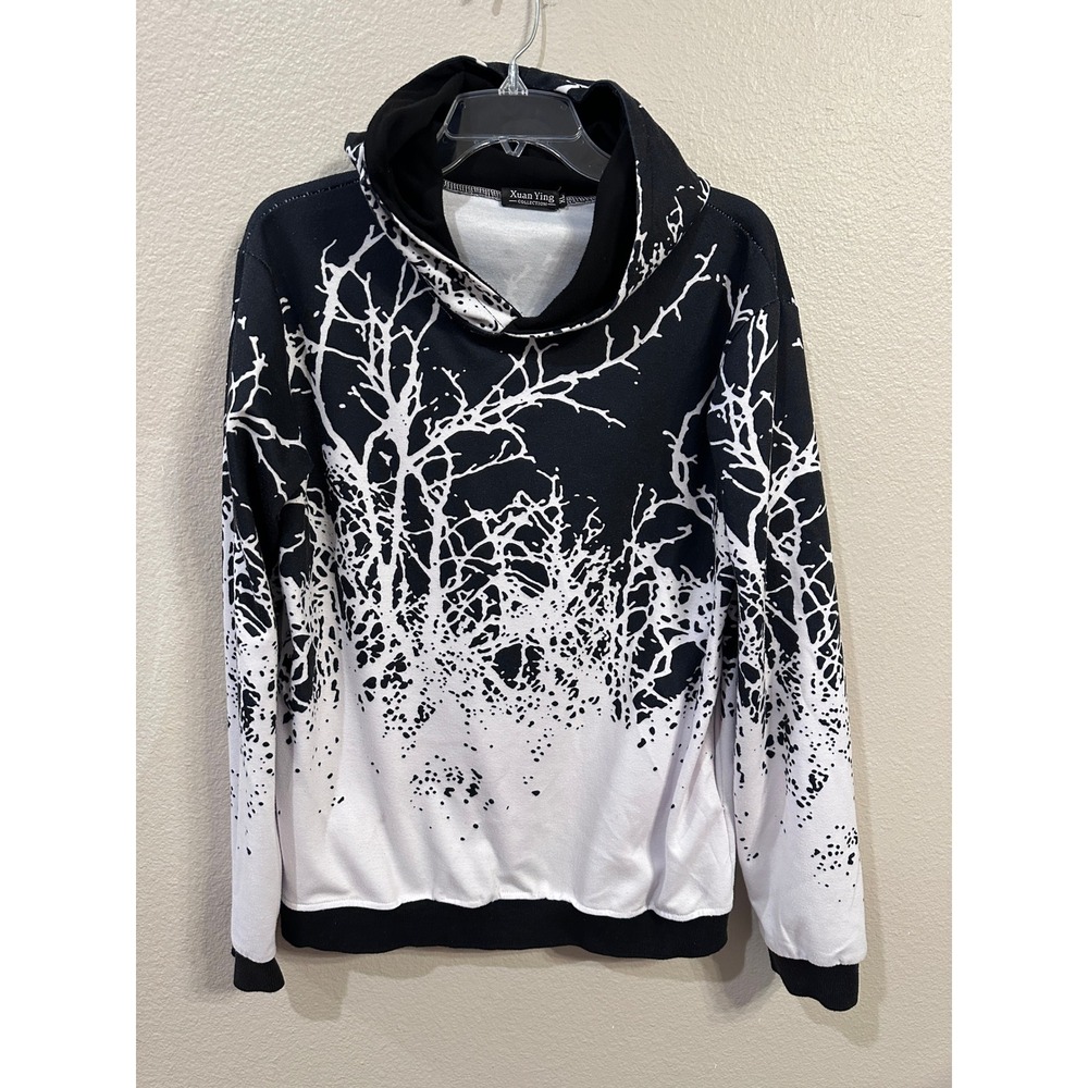 Xuan‎ Ying Collection Pullover Hoodie Cowl Neck Graphic Print Size M